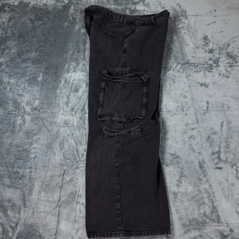 Republic Denim Jeans Mens L Black Wide Leg Baggy Cargo Pants Streetwear 34x29 - Picture 2 of 8